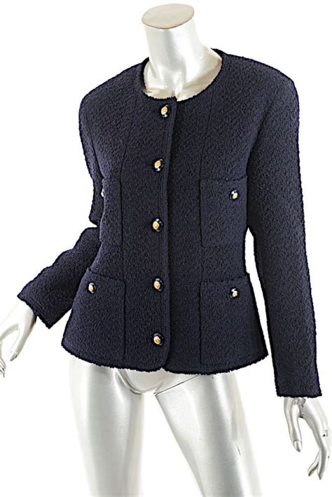 chanel navy cardigan jacket